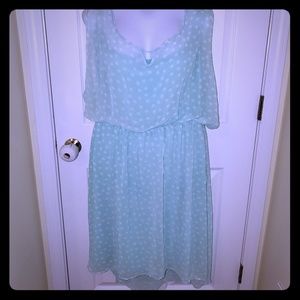 Rhapsody NWT Plus Dress 3X Seafoam Polka Dot Hi-Lo